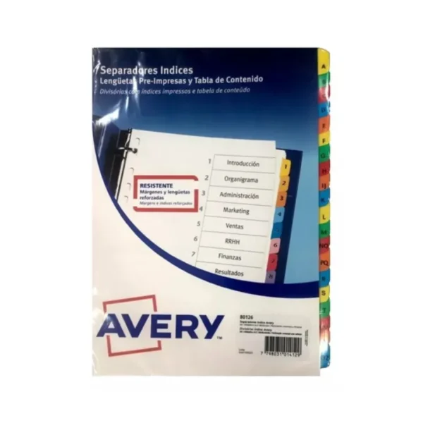 JUEGO SEP.AVERY 80126 A4 A-Z