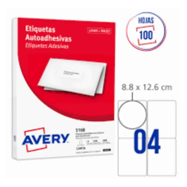 ETIQUETAS AVERY 5168 8.8X12.6 100H