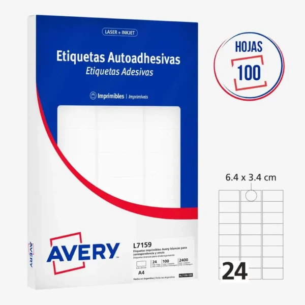 ETIQUETAS AVERY L7159 A4 64X34 100H
