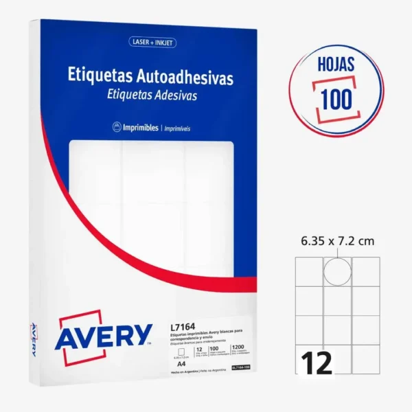 ETIQUETAS AVERY L7164 A4 63X72 100H