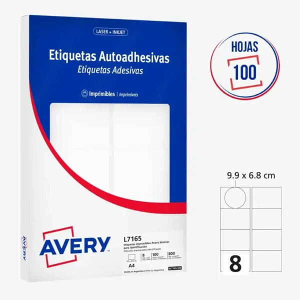 ETIQUETAS AVERY L7165 A4 99X68 100H