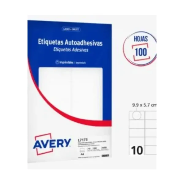 ETIQUETAS AVERY L7173 A4 99X57 100H