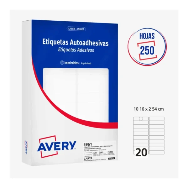 ETIQUETAS AVERY 5961 2.5X10.2 250H
