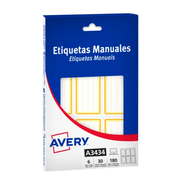 ETIQUETAS AVERY A3434 ESC.AMAR. X 30HJS.