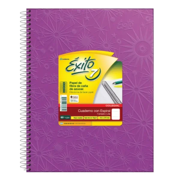 CUADERNO EXITO E7 T/D ESP.FORR 60H LILA =