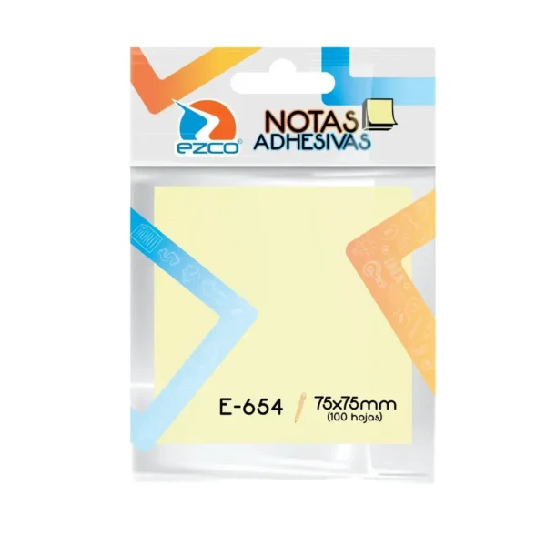 NOTAS ADHESIVAS EZCO 75X75 AMAR. N*654