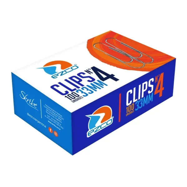 CLIPS EZCO N*4 NIQ. CAJA X 100