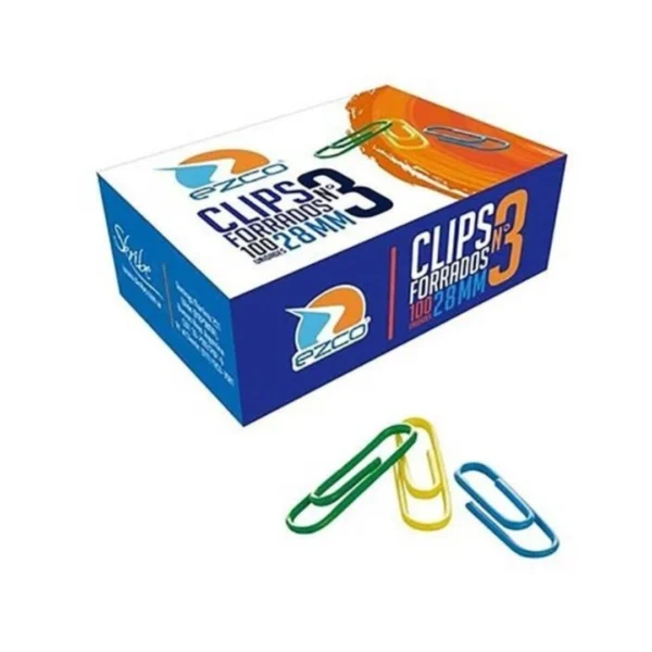 CLIPS EZCO N*3 FORRADO CAJA X 100