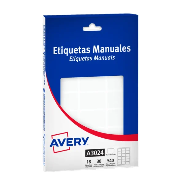 ETIQUETAS AVERY A3024 X 30HJS