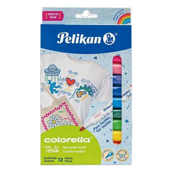 MARCADORES PELIKAN COLORELLA TEXTIL X 12COL.SURT.