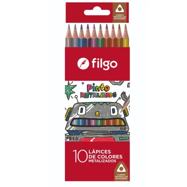 LAPICES FILGO PINTO X 10 COL.METAL.