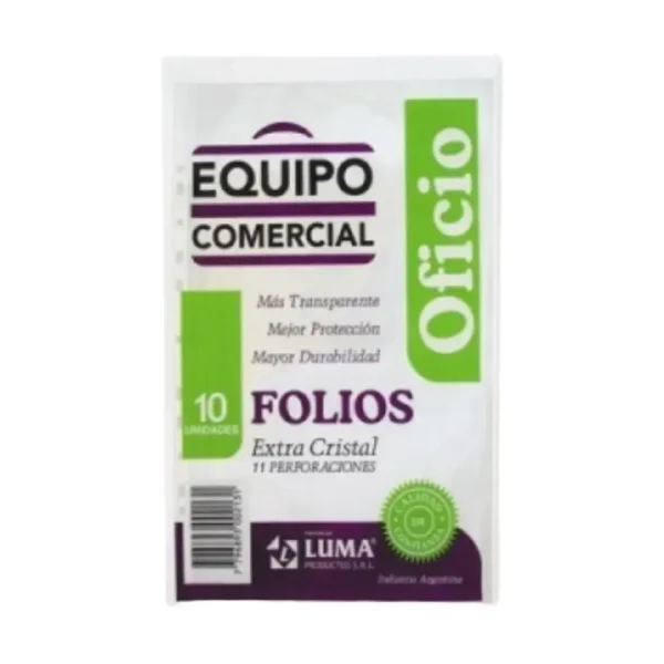 FOLIOS LUMA PPP 70MIC OFICIO X10 UNID