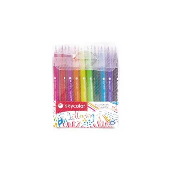MARCADORES SKYCOLOR PINCEL X 10 COL.SURT.