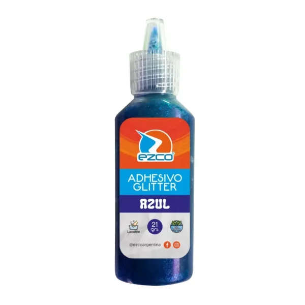 ADHESIVO EZCO GLITTER AZUL 21GRS.