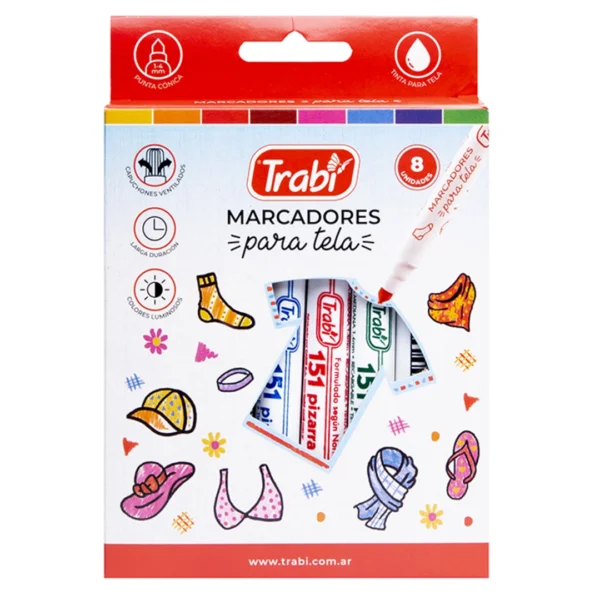 MARCADORES TRABI TEXTIL X 8COL.SURT(6751)