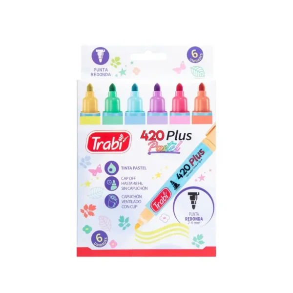 MARCADORES TRABI 420 P/RED.PASTEL X 6COL(11518)