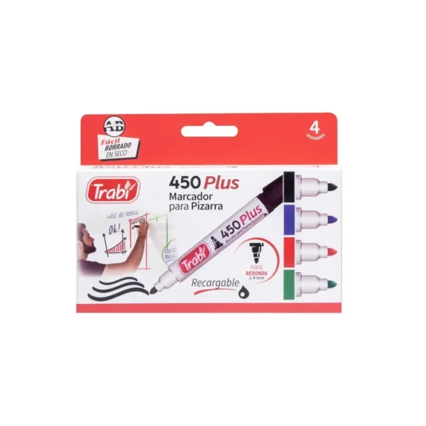 MARCADORES TRABI 450 P/PIZARRA X 4COL.SURT(6935)