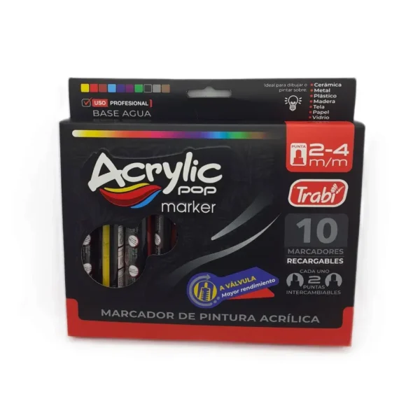 MARCADORES TRABI ACRYLIC 2-4MM X 10COL.(36117)