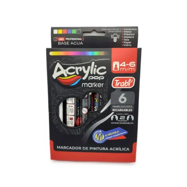 MARCADORES TRABI ACRYLIC 4-6MM X 6COL(83111)