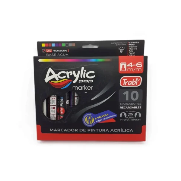 MARCADORES TRABI ACRYLIC 4-6MM X 10COL(83112)