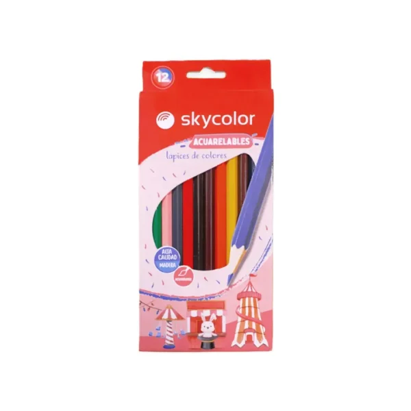 LAPICES SKYCOLOR LARGOS ACUAR. X 12 COL.SURT.