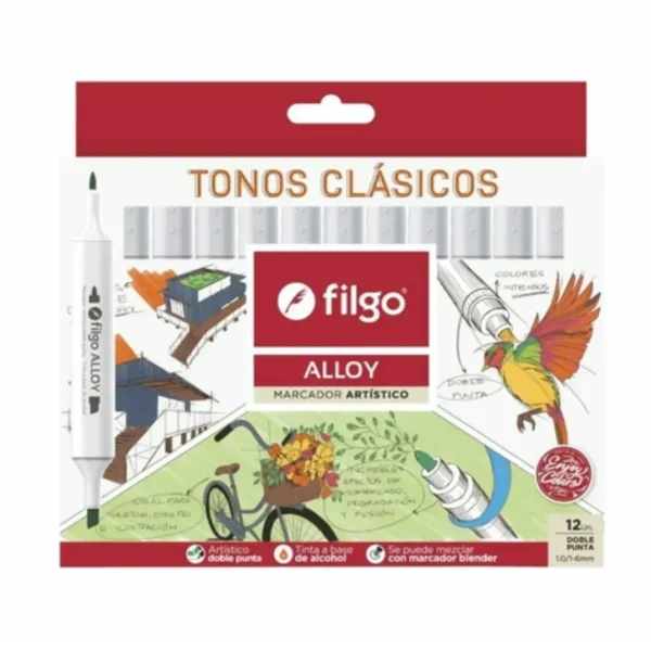 MARCADORES FILGO ALLOY D/PUNTA BOTANICOS X 12COL.